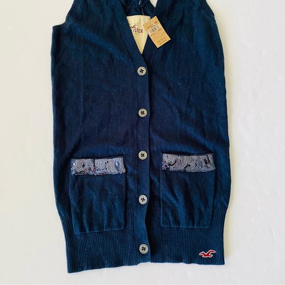 Hollister | Knit Tunic Button Racer Back Vest Sequins NWT S - Picture 3 of 9